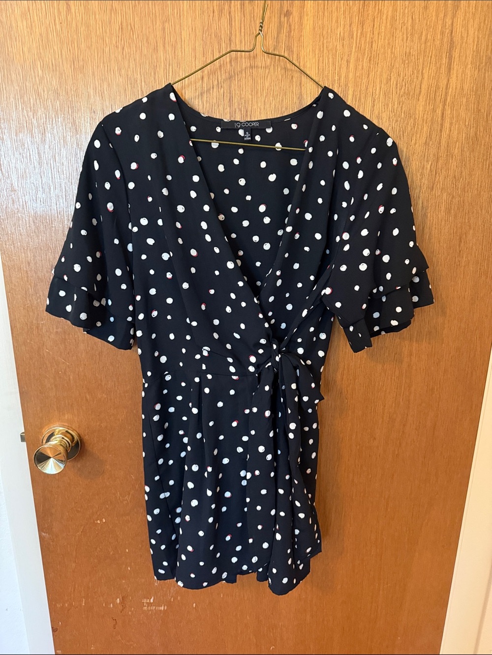 19 Cooper Navy Polka Dot Wrap Romper